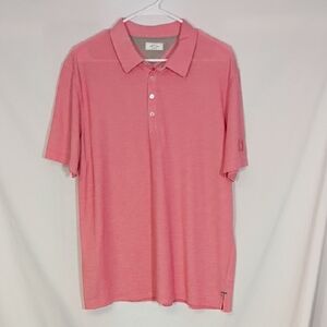 EUC Adi Pure Adidas Pink Polo Shirt Short Sleeve Size Large Golf Logo On Sleeve
